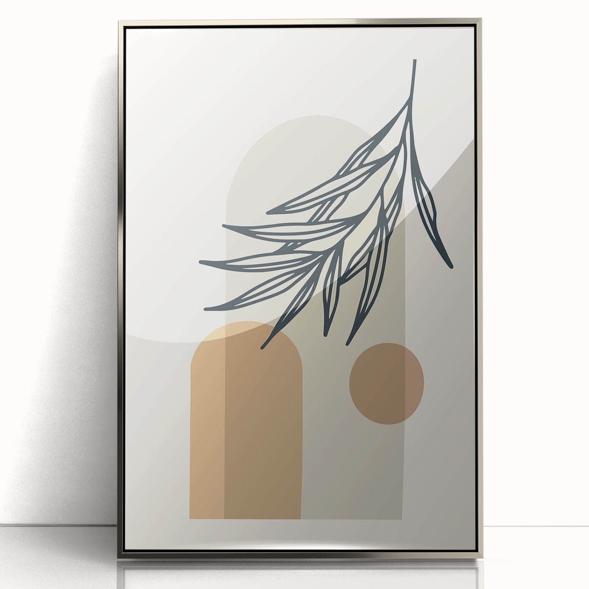 Boho Leaf Arch Wall Art | Minimalist Botanical Print for Cozy Spaces