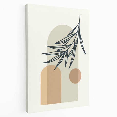 Boho Leaf Arch Wall Art | Minimalist Botanical Print for Cozy Spaces