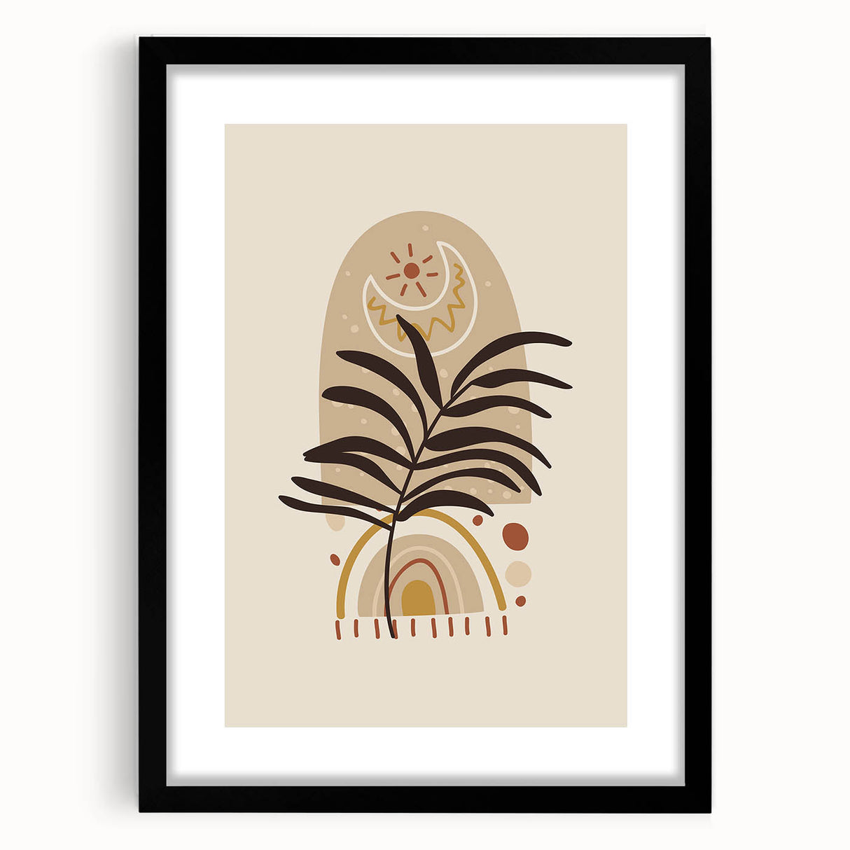 Bohemian Wall Art | Eclectic Sun and Plant Print | Boho Chic Decor