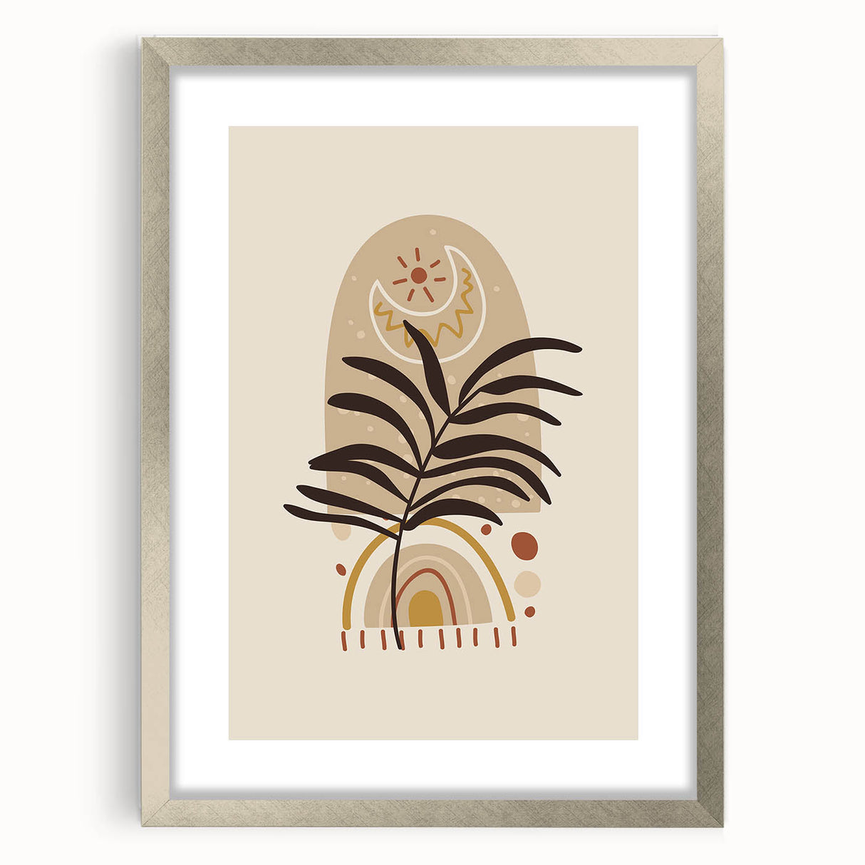 Bohemian Wall Art | Eclectic Sun and Plant Print | Boho Chic Decor