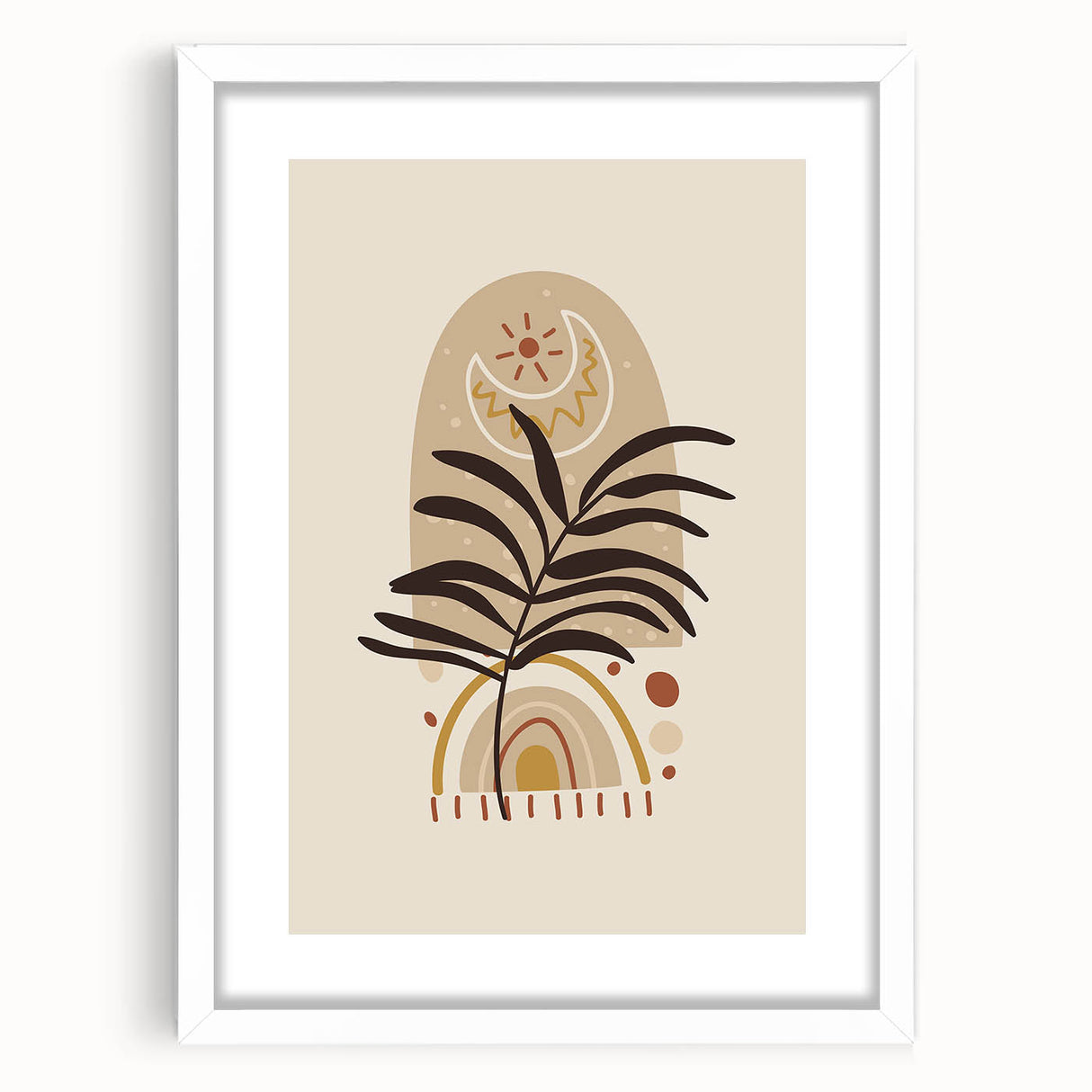 Bohemian Wall Art | Eclectic Sun and Plant Print | Boho Chic Decor