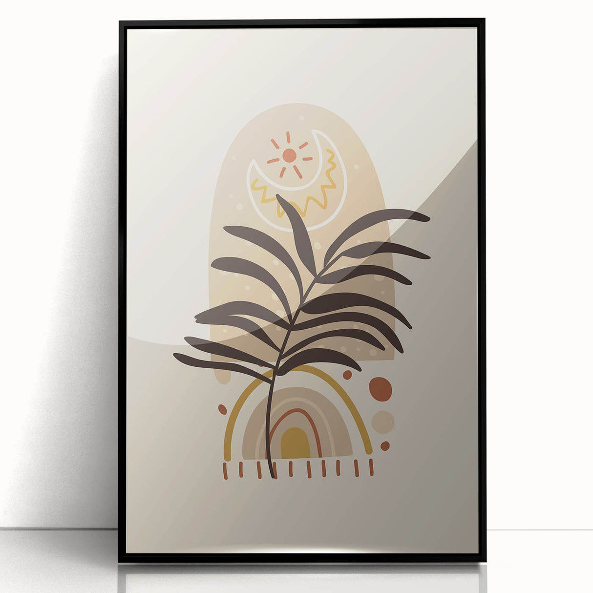 Bohemian Wall Art | Eclectic Sun and Plant Print | Boho Chic Decor
