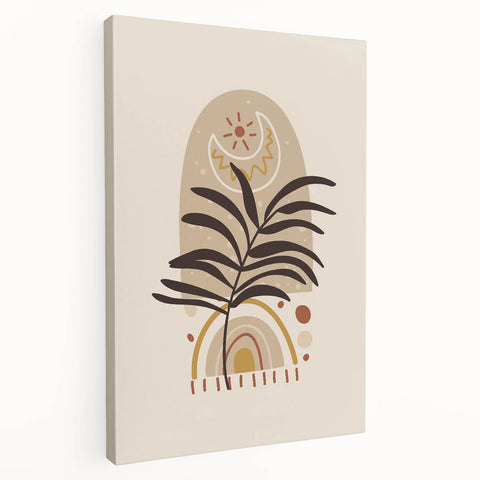 Bohemian Wall Art | Eclectic Sun and Plant Print | Boho Chic Decor