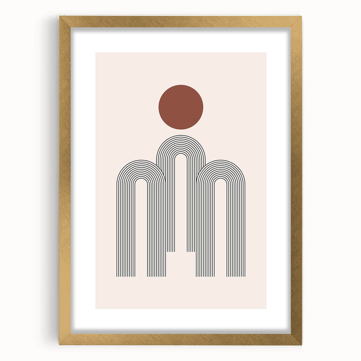 Modern Bohemian Wall Art - Minimalist Boho Decor Canvas with Geometric Arch Design