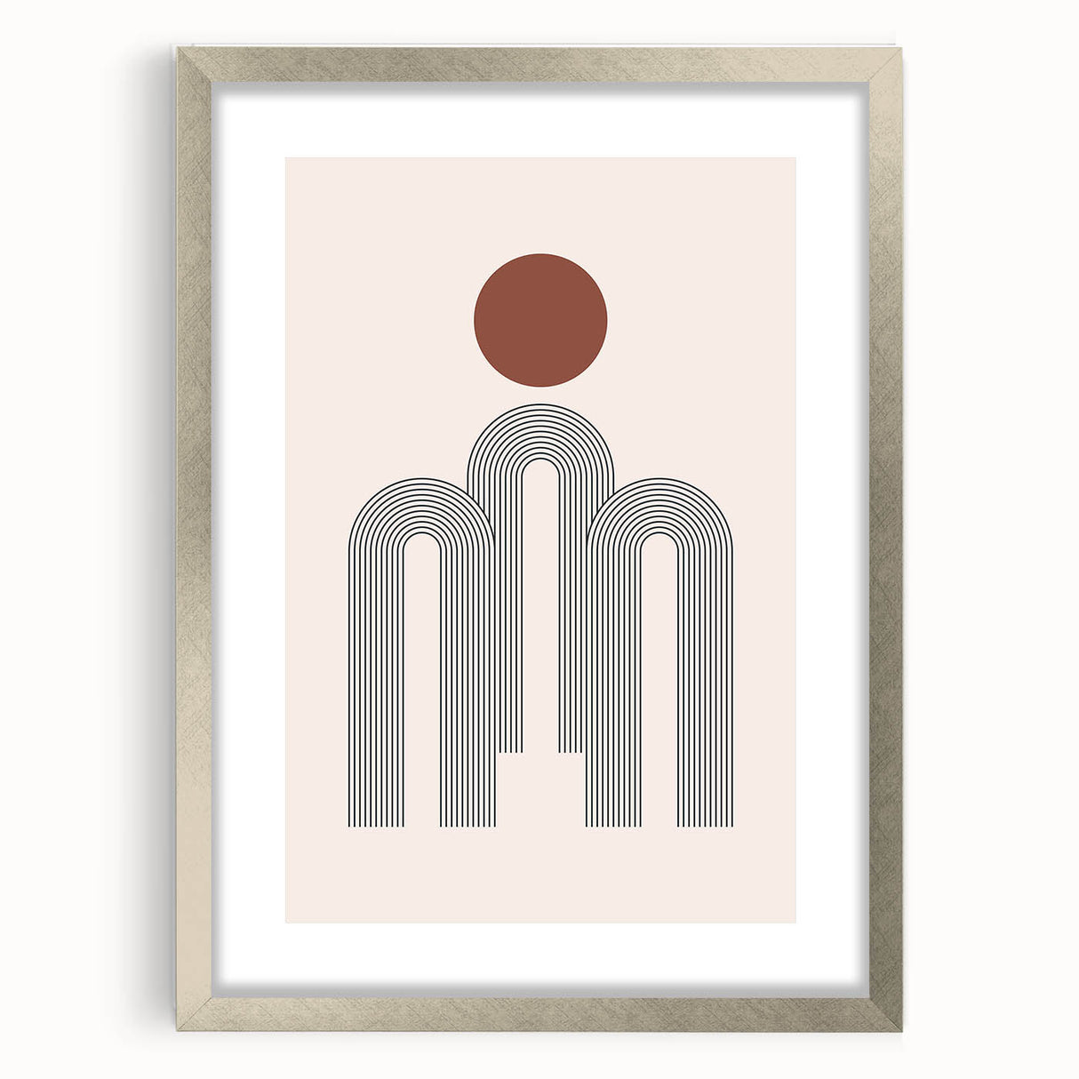 Modern Bohemian Wall Art - Minimalist Boho Decor Canvas with Geometric Arch Design