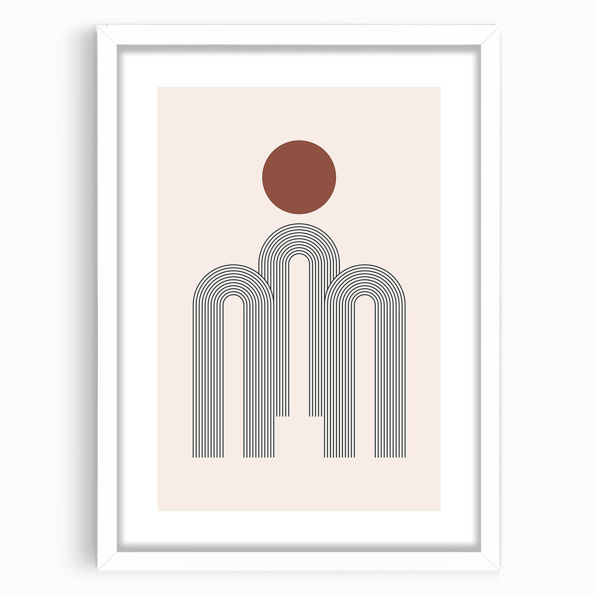 Modern Bohemian Wall Art - Minimalist Boho Decor Canvas with Geometric Arch Design