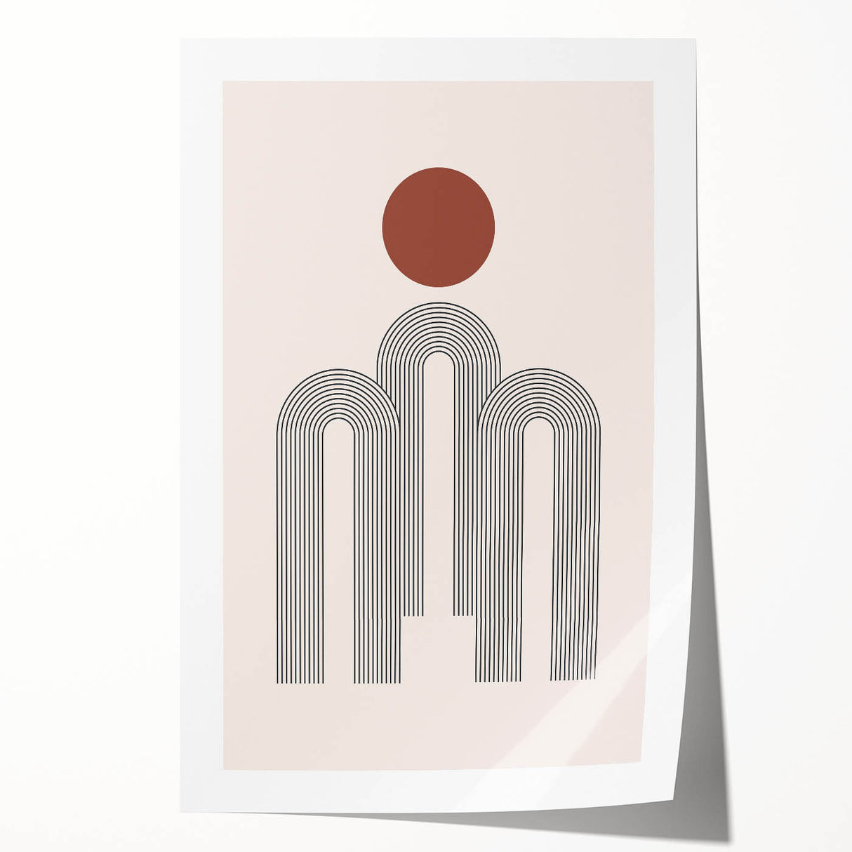 Modern Bohemian Wall Art - Minimalist Boho Decor Canvas with Geometric Arch Design