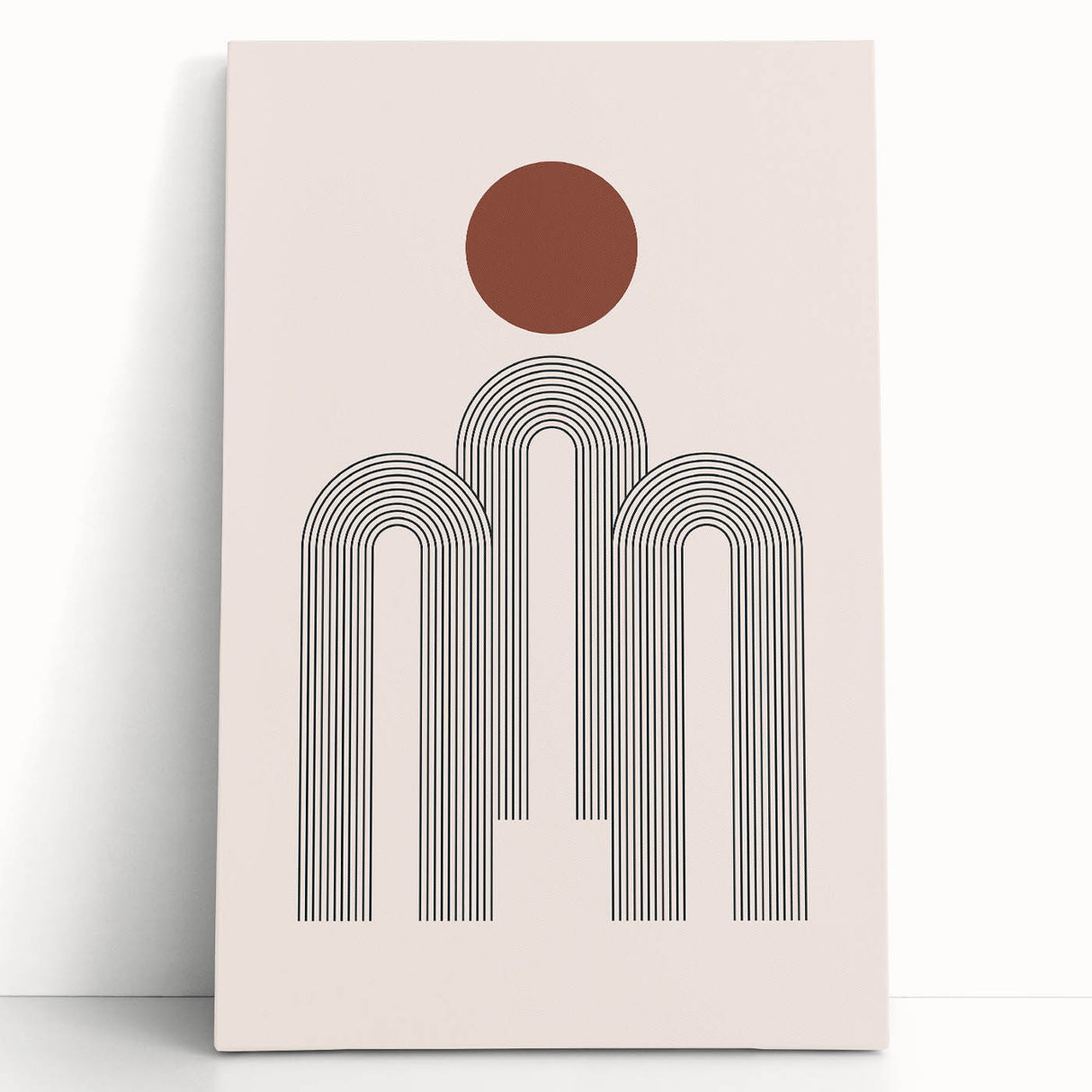 Modern Bohemian Wall Art - Minimalist Boho Decor Canvas with Geometric Arch Design