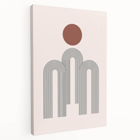 Modern Bohemian Wall Art - Minimalist Boho Decor Canvas with Geometric Arch Design
