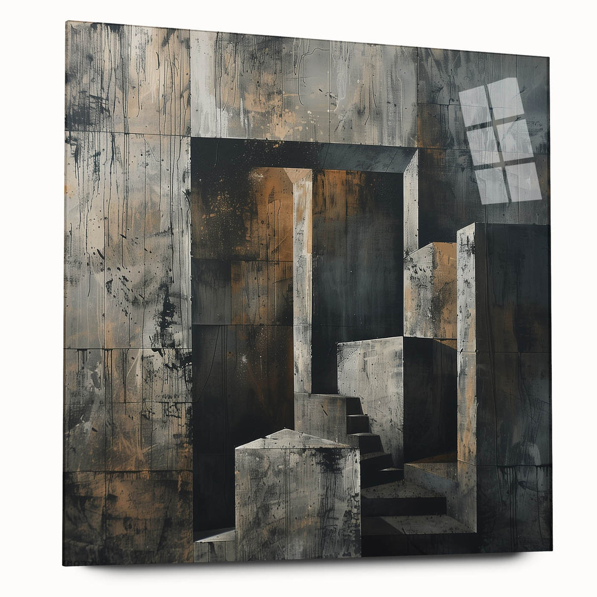 Brutalist Wall Art | Abstract Concrete Staircase | Industrial Canvas Print