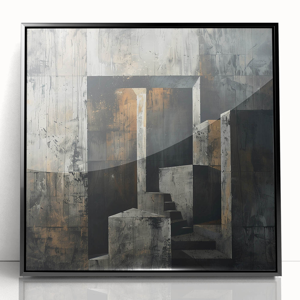 Brutalist Wall Art | Abstract Concrete Staircase | Industrial Canvas Print