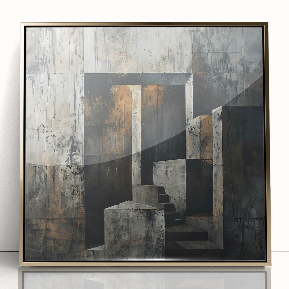 Brutalist Wall Art | Abstract Concrete Staircase | Industrial Canvas Print