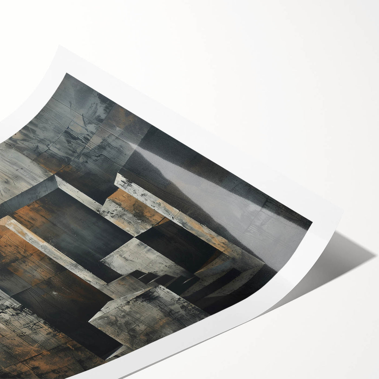 Brutalist Wall Art | Abstract Concrete Staircase | Industrial Canvas Print