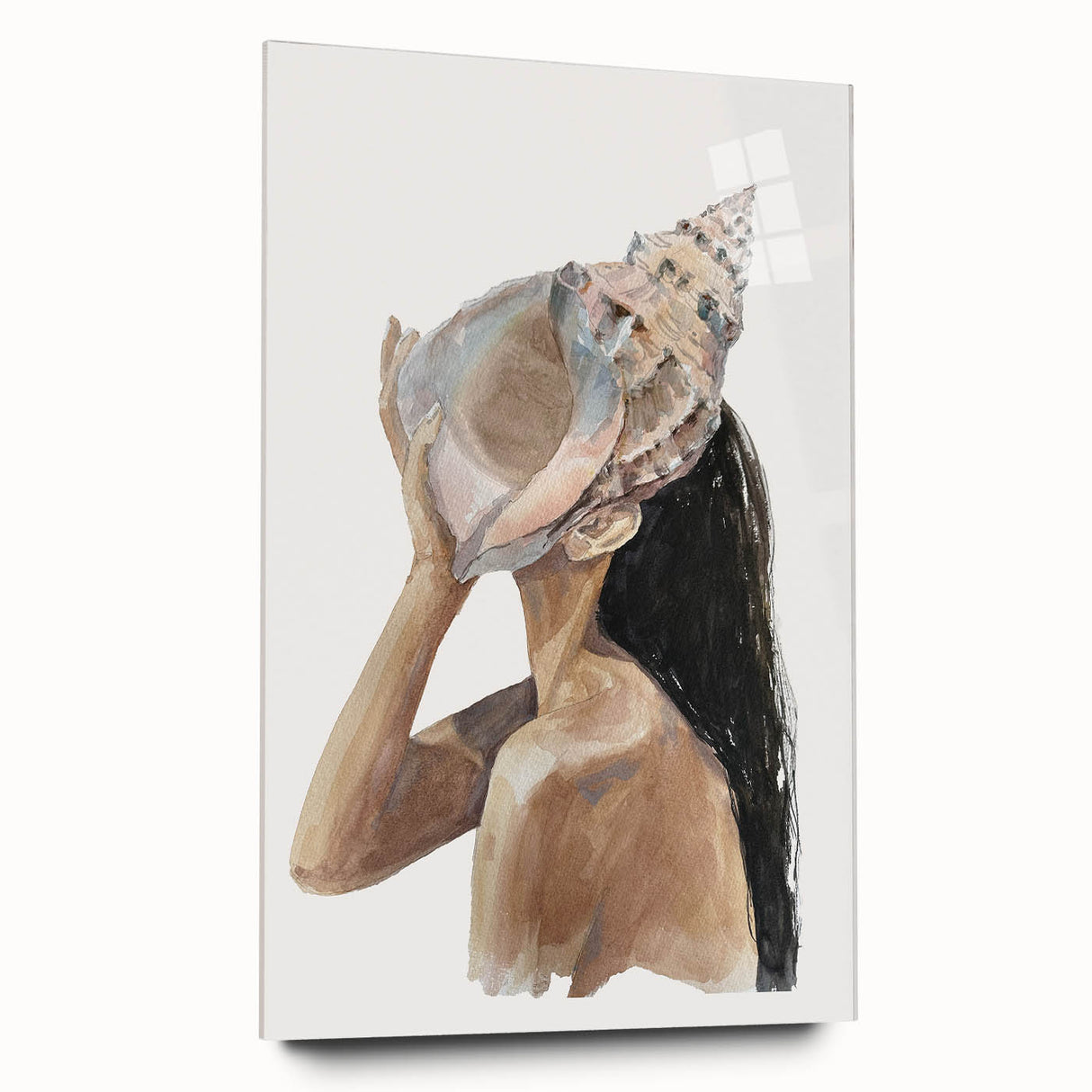 Coastal Wall Art - Woman with Conch Shell Beach-Themed Nautical Print