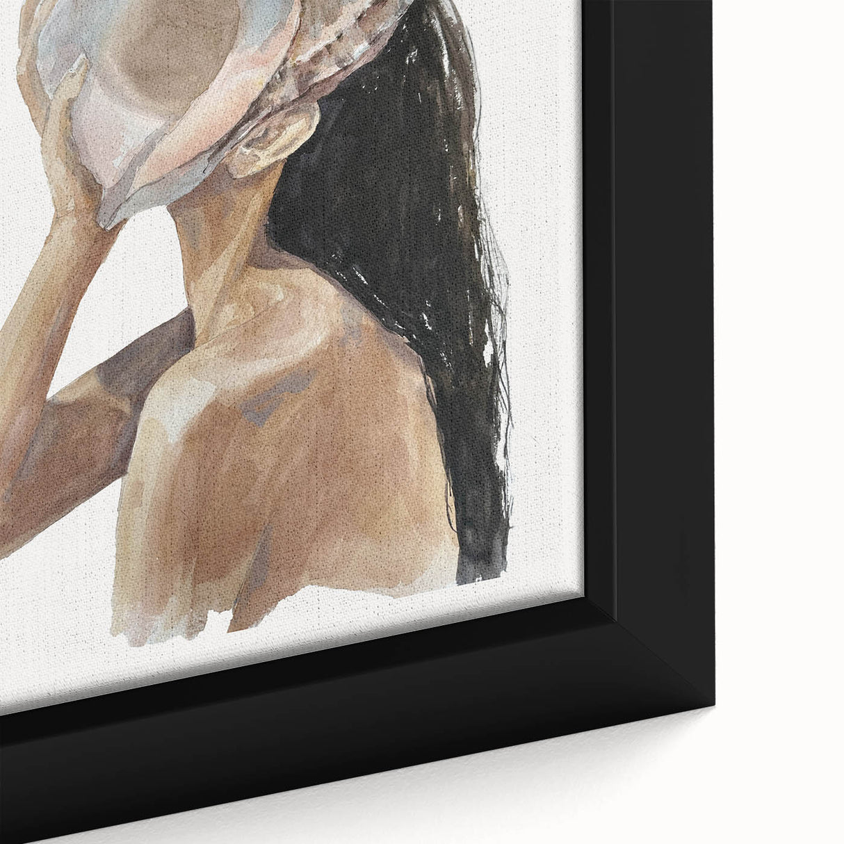 Coastal Wall Art - Woman with Conch Shell Beach-Themed Nautical Print