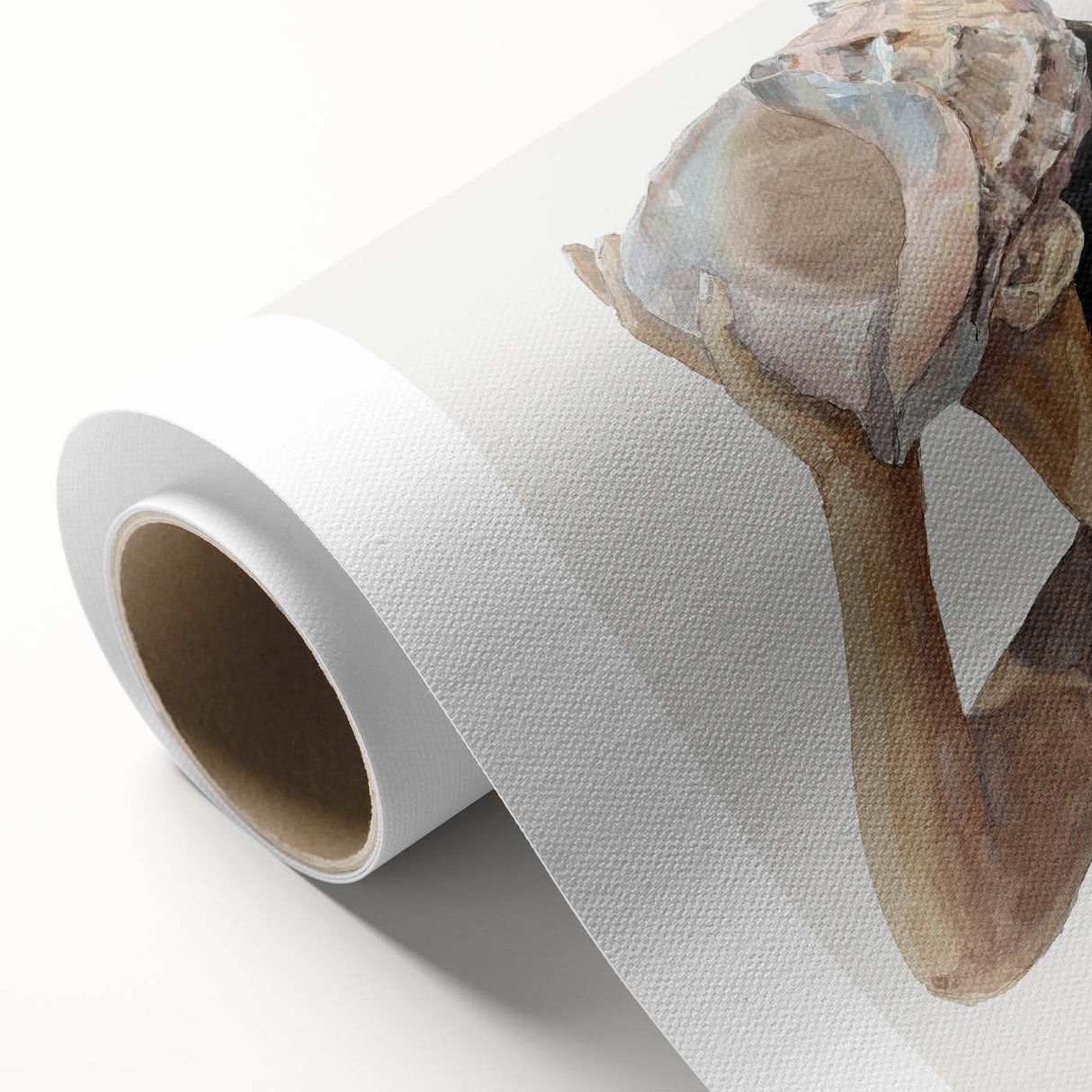 Coastal Wall Art - Woman with Conch Shell Beach-Themed Nautical Print