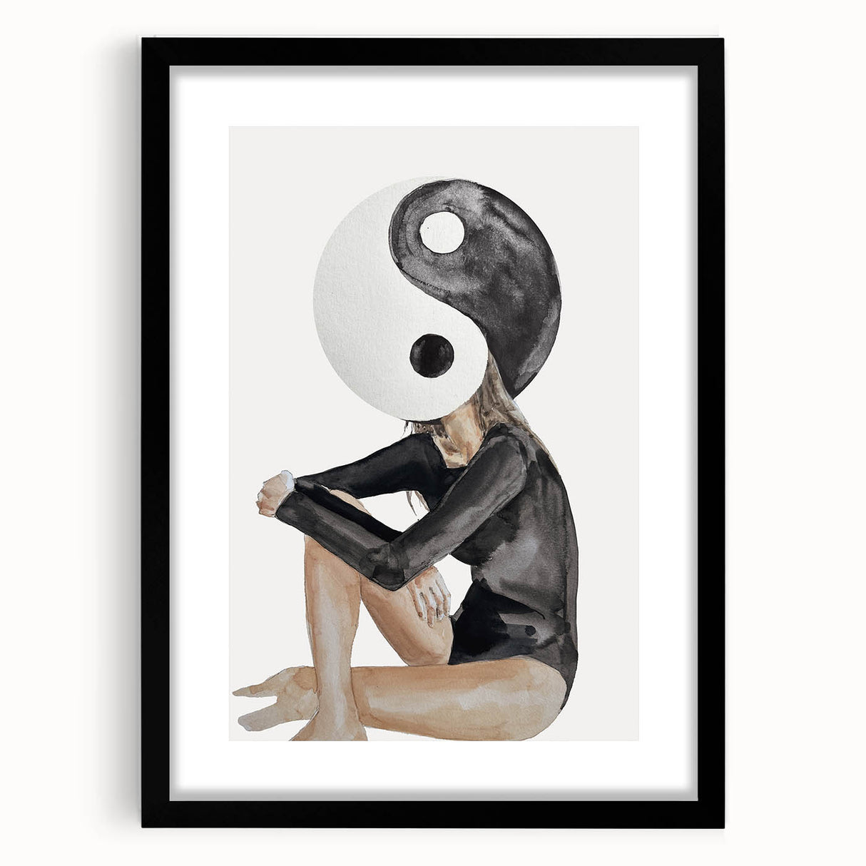 Modern Coastal Wall Art - Yin Yang Woman Beach-Themed Nautical Print