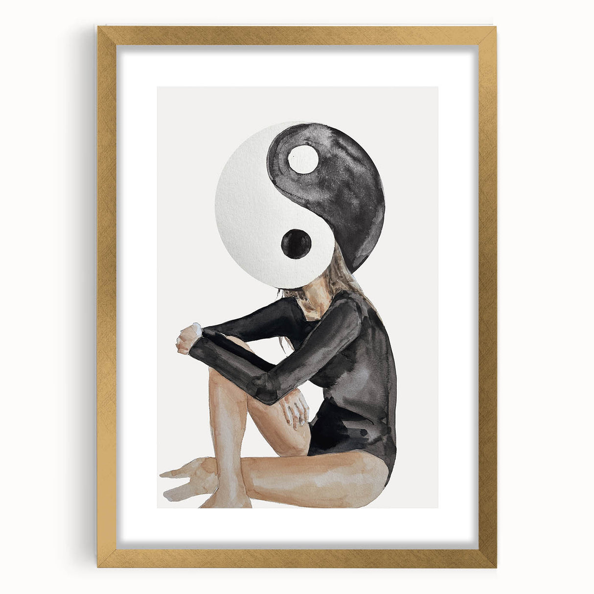 Modern Coastal Wall Art - Yin Yang Woman Beach-Themed Nautical Print