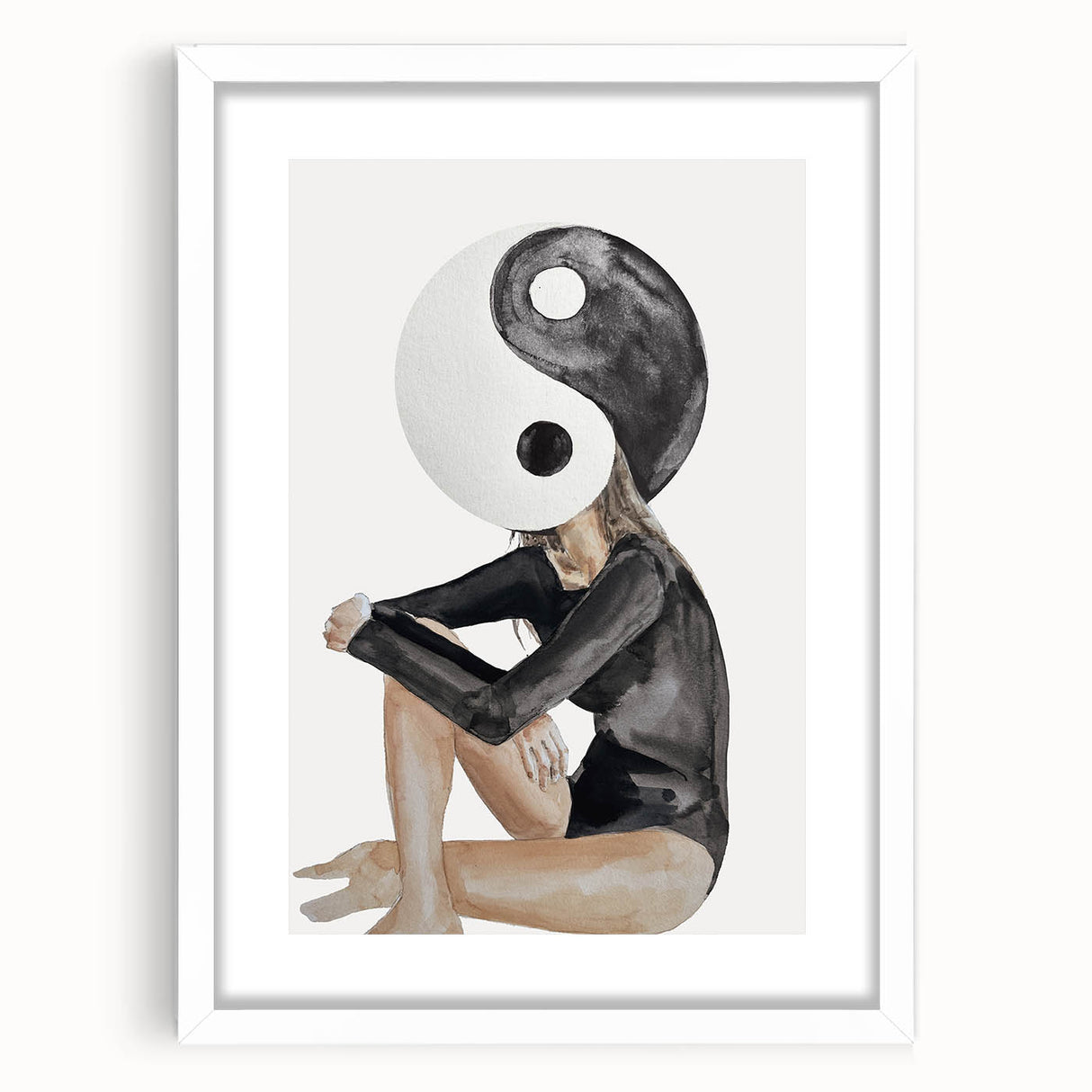 Modern Coastal Wall Art - Yin Yang Woman Beach-Themed Nautical Print