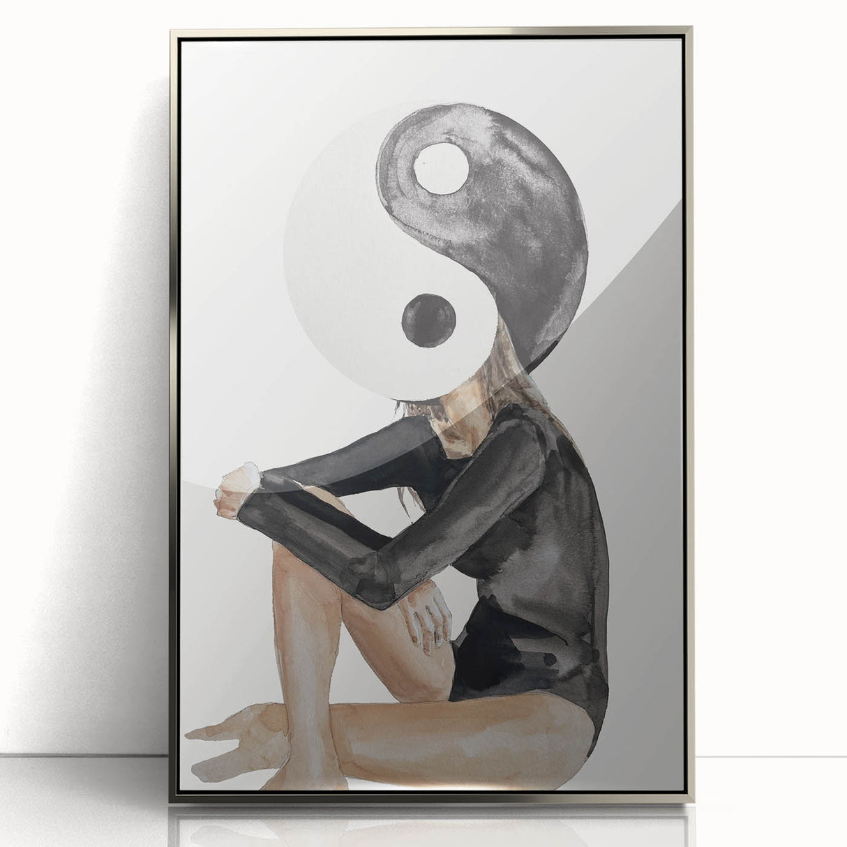 Modern Coastal Wall Art - Yin Yang Woman Beach-Themed Nautical Print