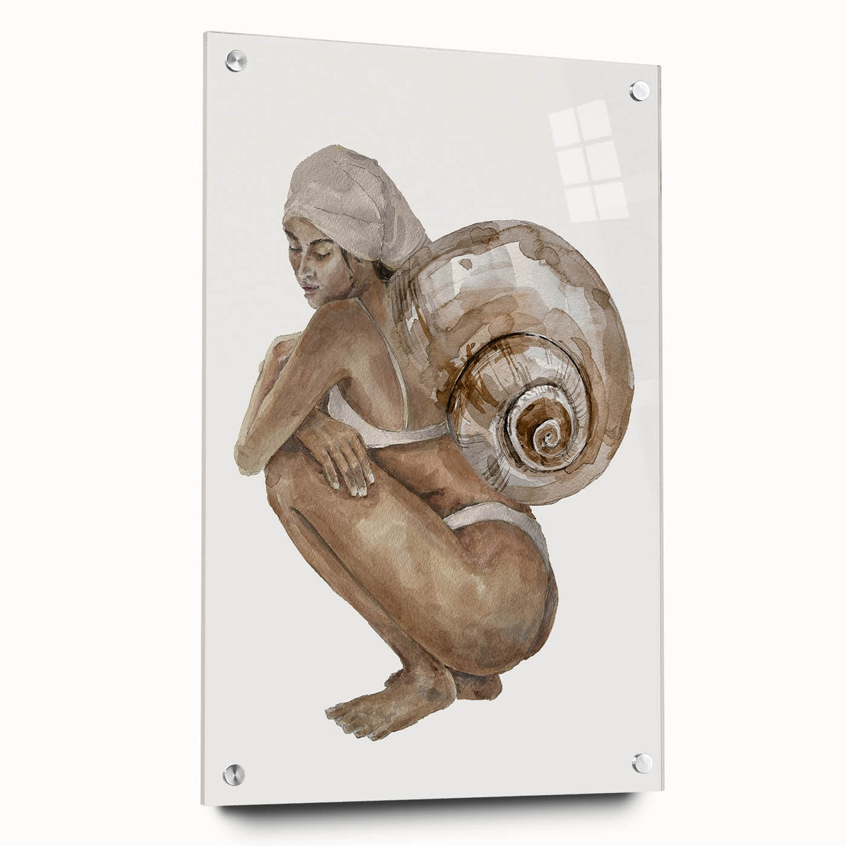 Coastal Wall Art - Woman with Snail Shell Beach-Themed Nautical Print