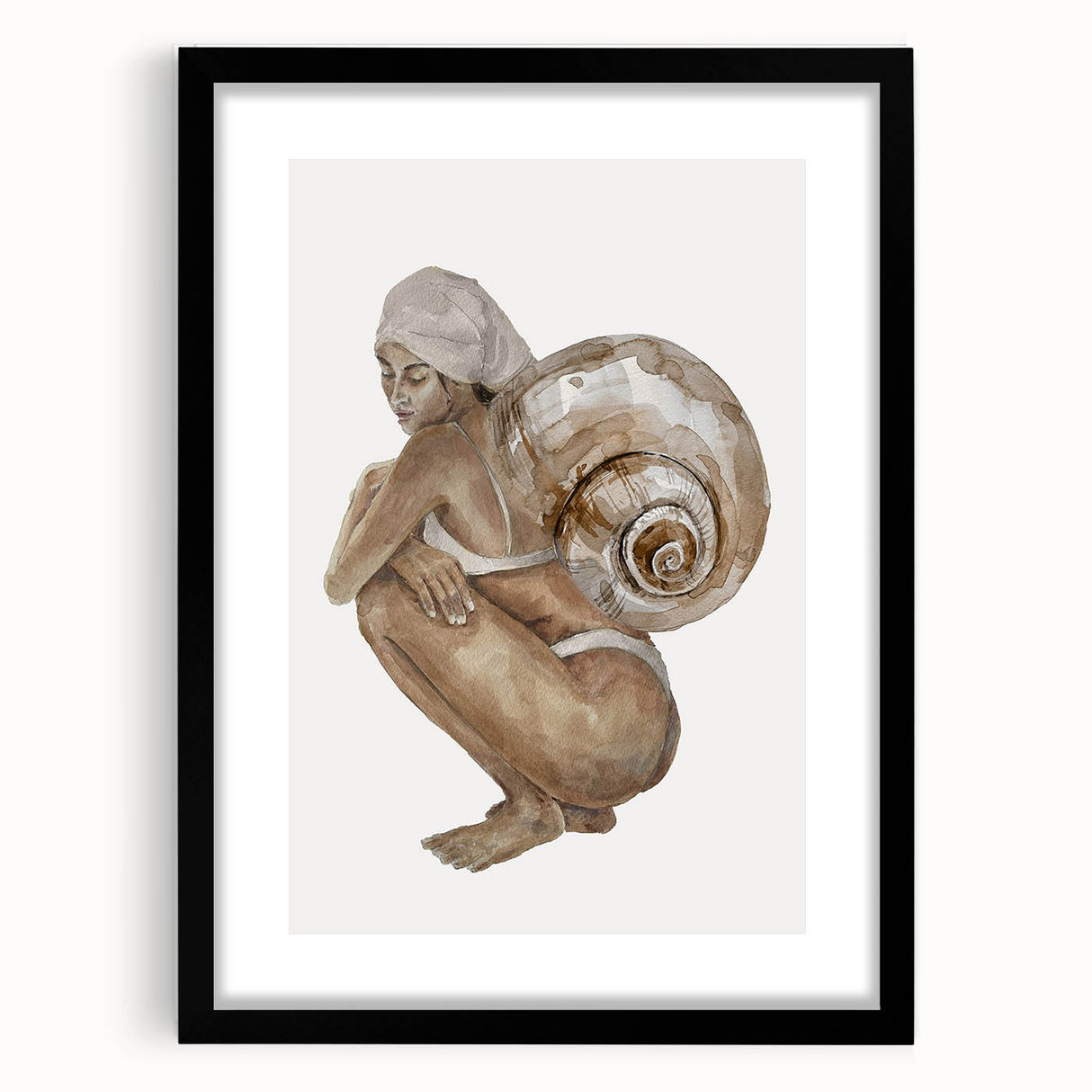 Coastal Wall Art - Woman with Snail Shell Beach-Themed Nautical Print