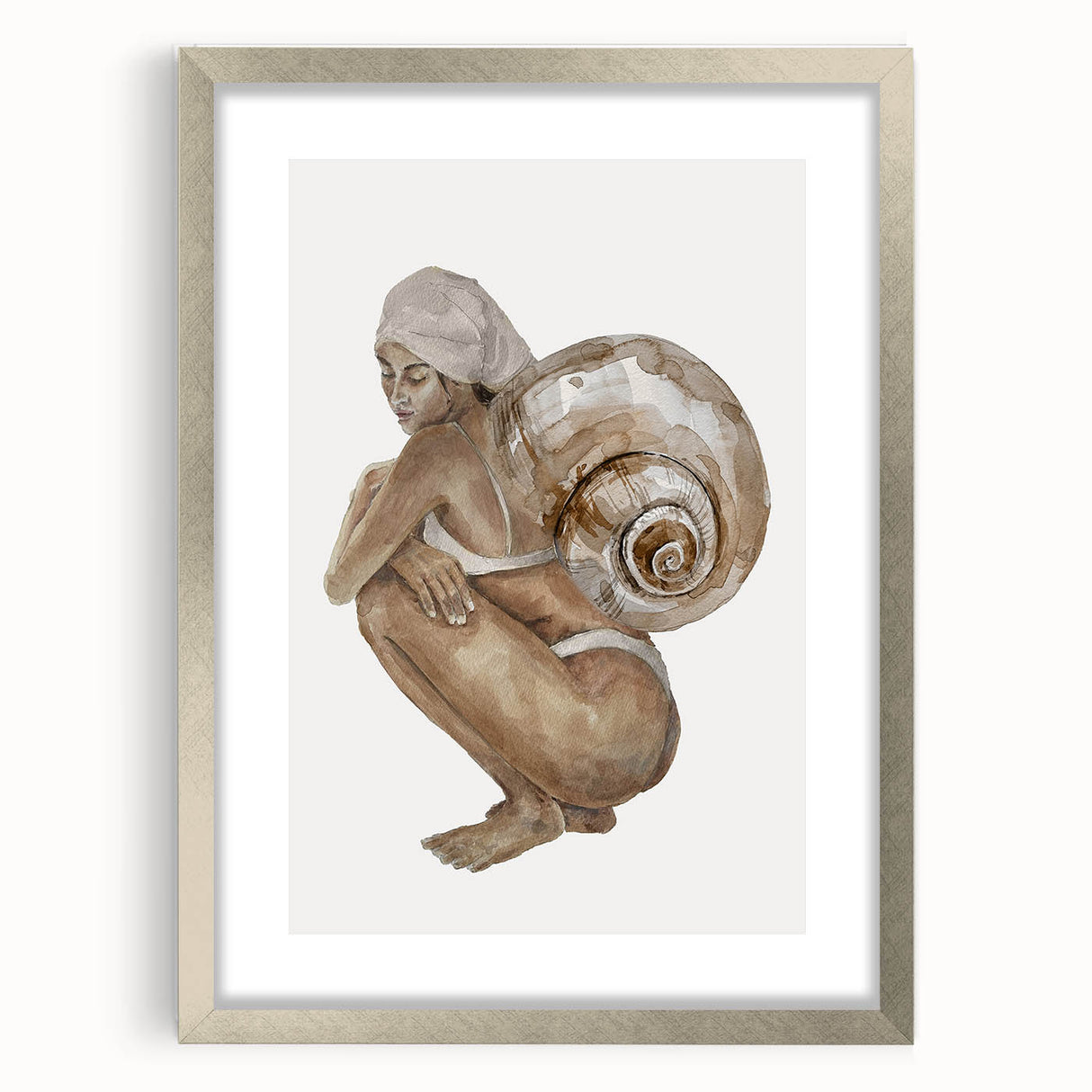 Coastal Wall Art - Woman with Snail Shell Beach-Themed Nautical Print