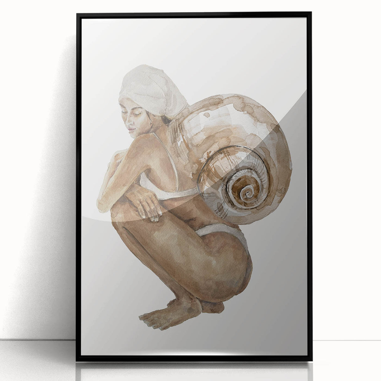 Coastal Wall Art - Woman with Snail Shell Beach-Themed Nautical Print