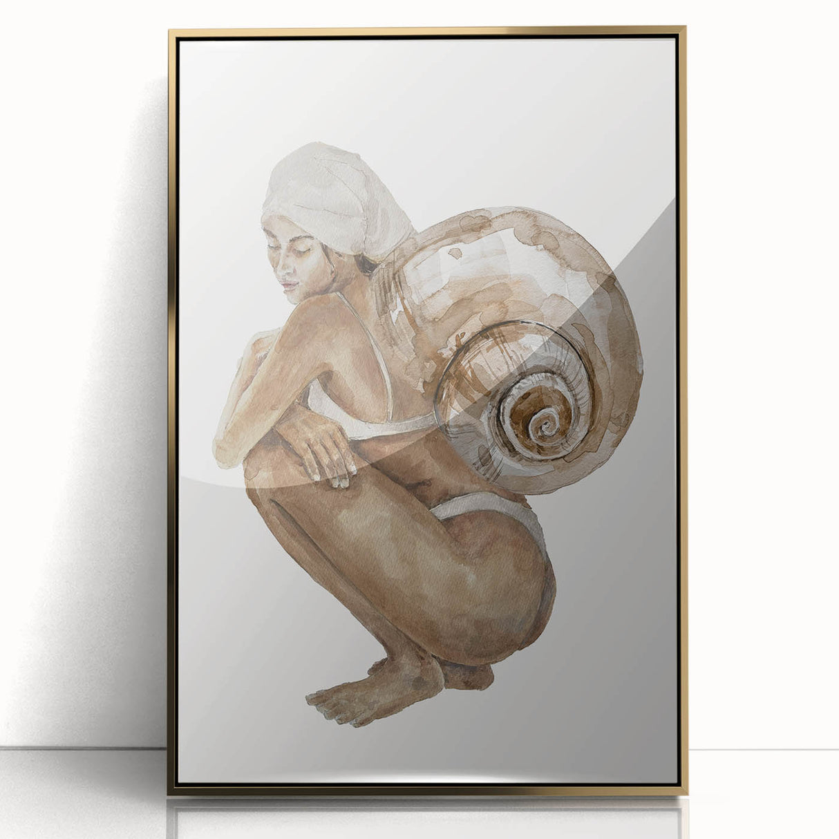 Coastal Wall Art - Woman with Snail Shell Beach-Themed Nautical Print