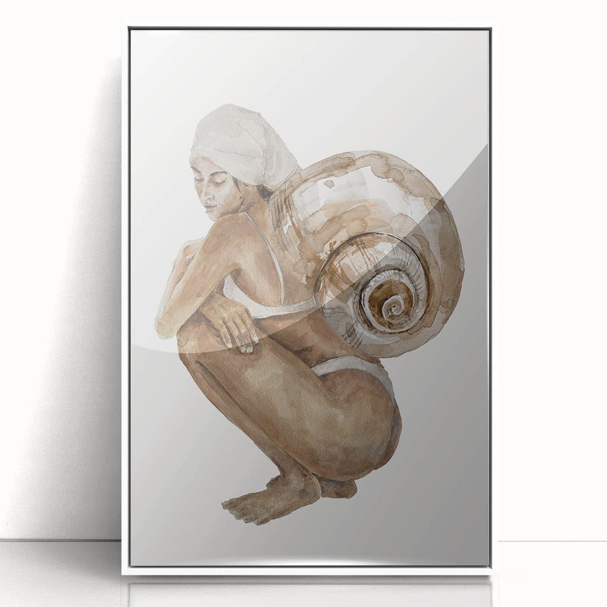 Coastal Wall Art - Woman with Snail Shell Beach-Themed Nautical Print