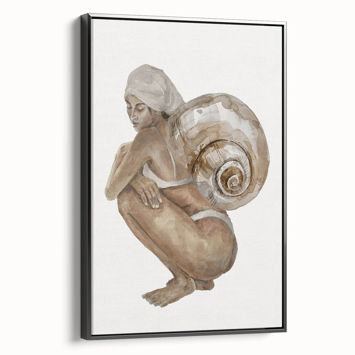 Coastal Wall Art - Woman with Snail Shell Beach-Themed Nautical Print