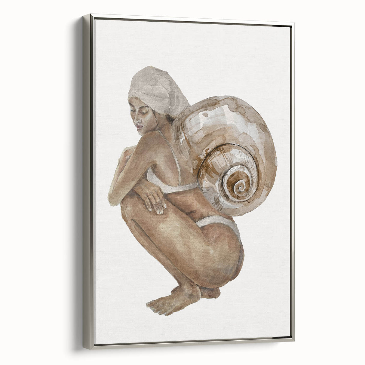 Coastal Wall Art - Woman with Snail Shell Beach-Themed Nautical Print