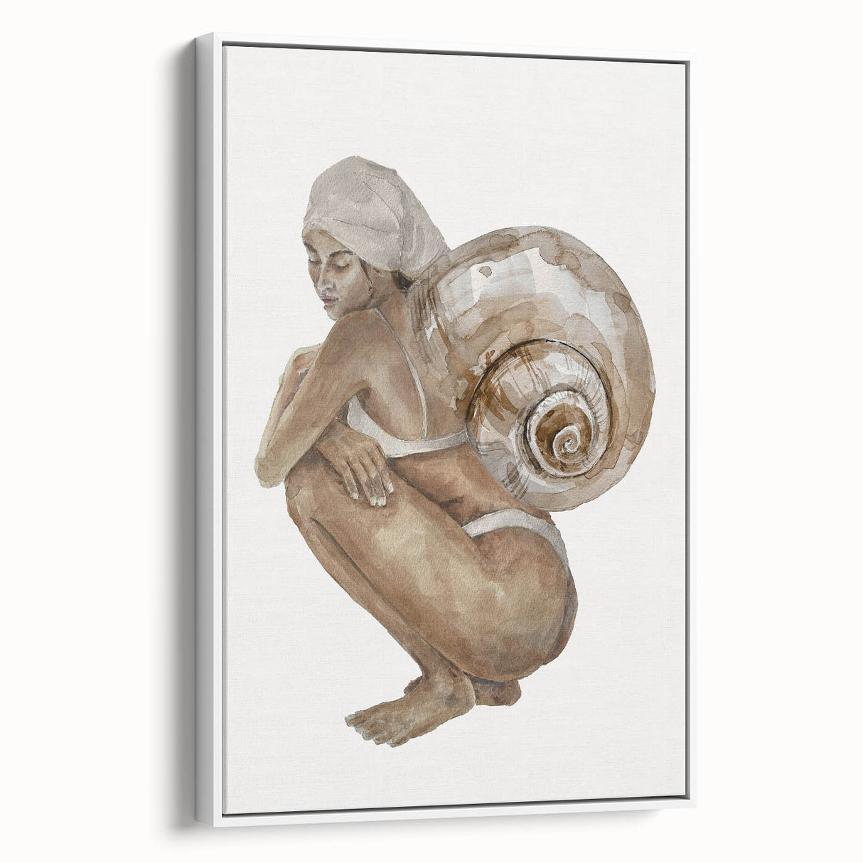Coastal Wall Art - Woman with Snail Shell Beach-Themed Nautical Print