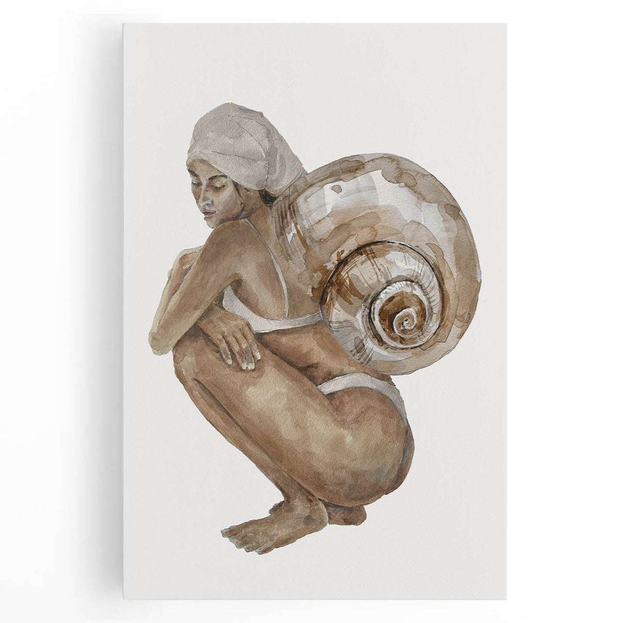 Coastal Wall Art - Woman with Snail Shell Beach-Themed Nautical Print