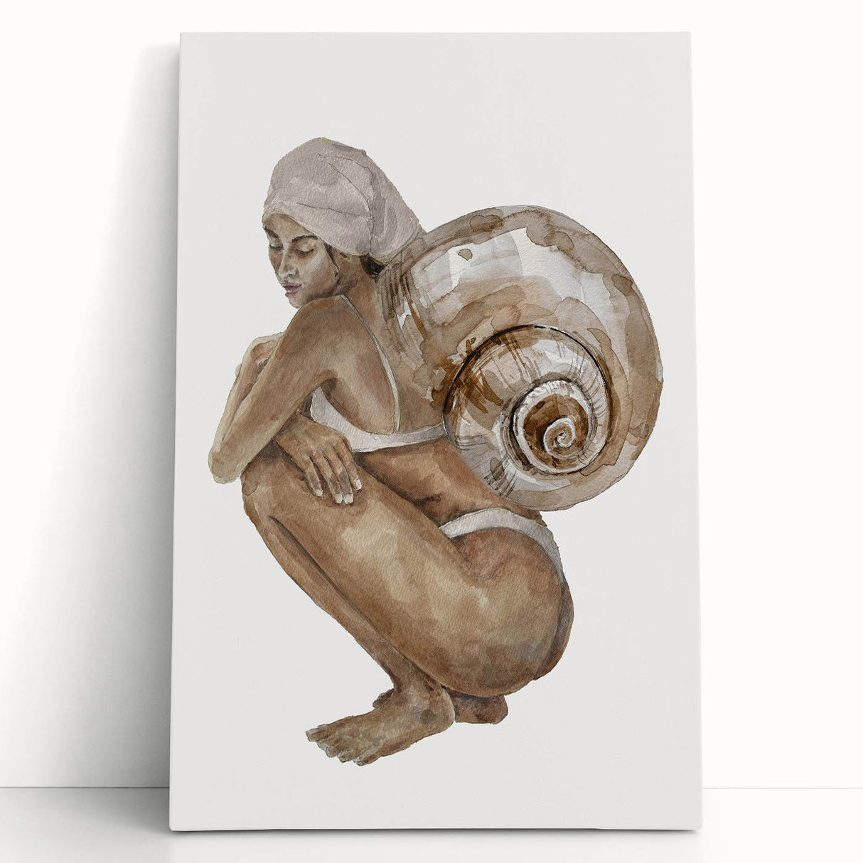 Coastal Wall Art - Woman with Snail Shell Beach-Themed Nautical Print