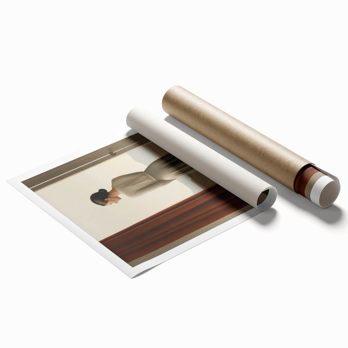 Electric Wall Art: Elegant Woman by the Window Minimalist Print