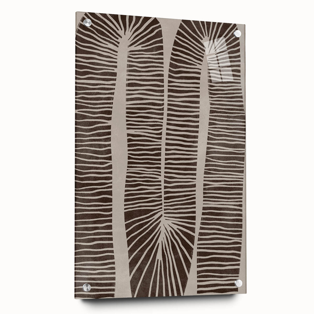 Mid Century Modern Art - Retro Minimalist Abstract Line Design in Brown