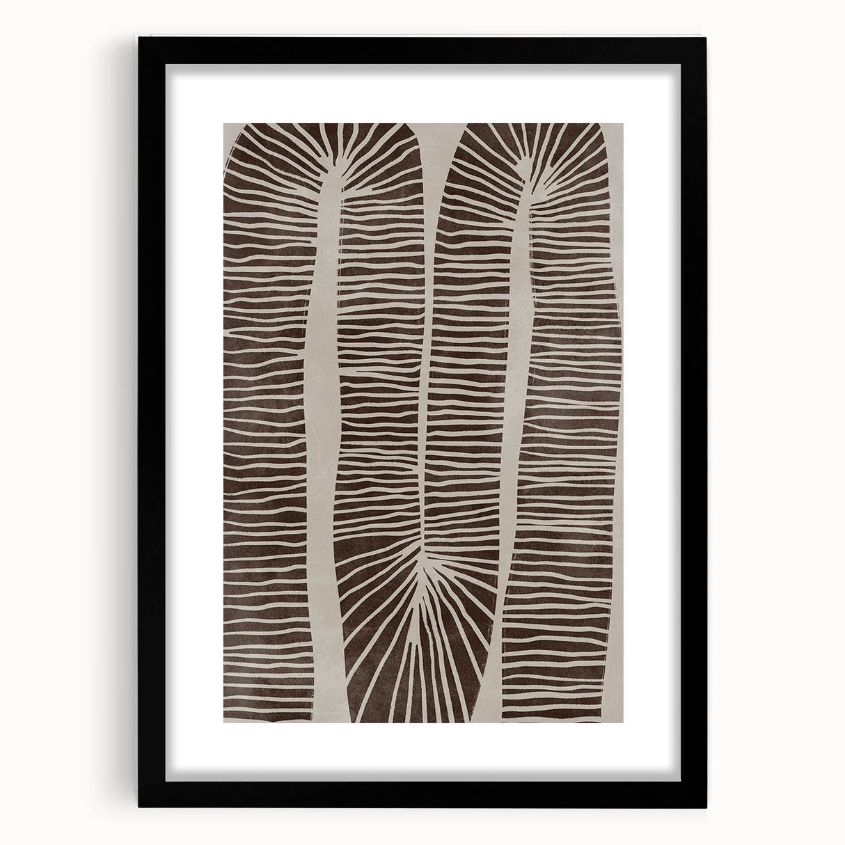 Mid Century Modern Art - Retro Minimalist Abstract Line Design in Brown