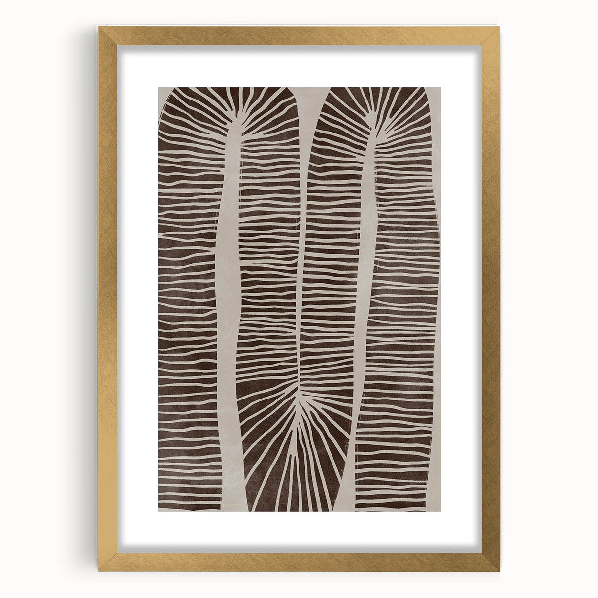 Mid Century Modern Art - Retro Minimalist Abstract Line Design in Brown