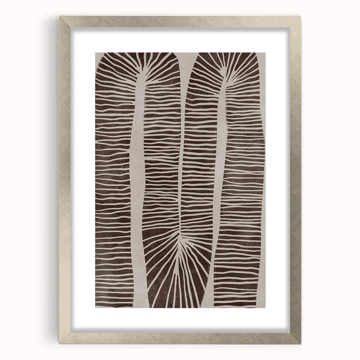 Mid Century Modern Art - Retro Minimalist Abstract Line Design in Brown