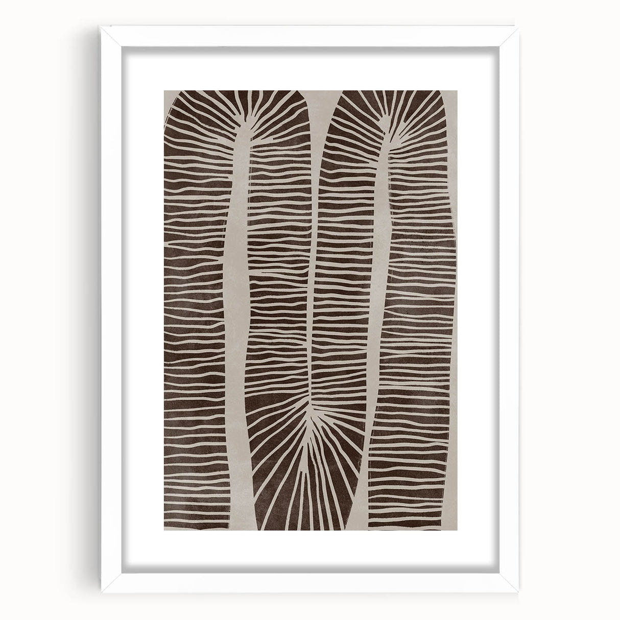 Mid Century Modern Art - Retro Minimalist Abstract Line Design in Brown