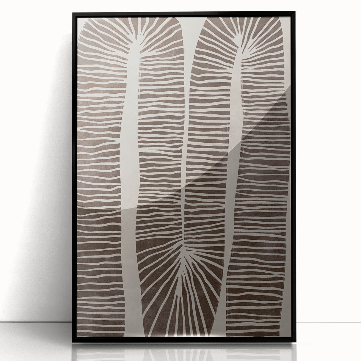 Mid Century Modern Art - Retro Minimalist Abstract Line Design in Brown