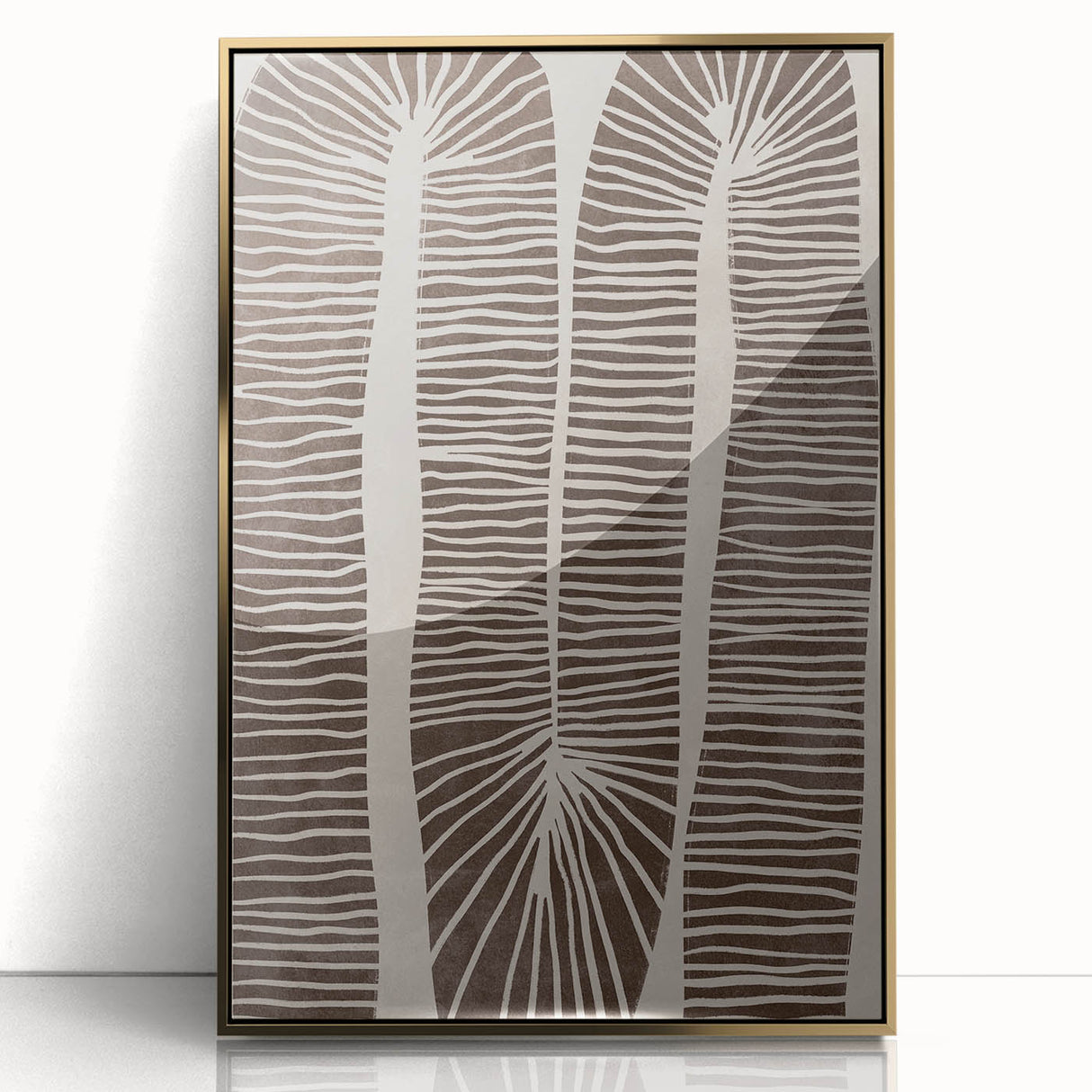 Mid Century Modern Art - Retro Minimalist Abstract Line Design in Brown