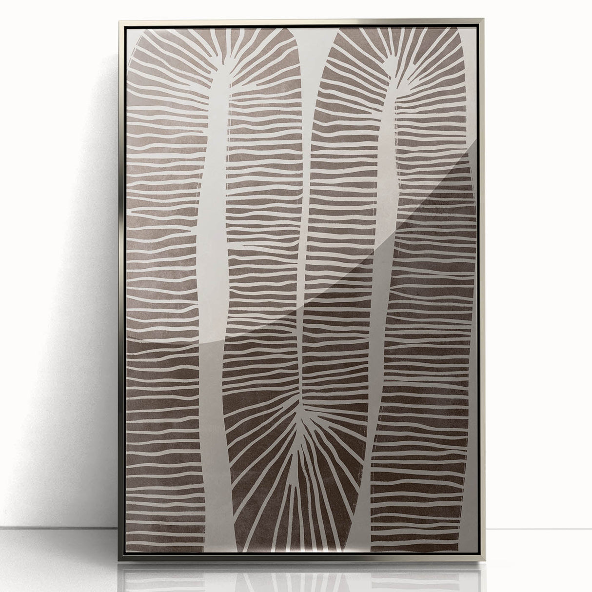 Mid Century Modern Art - Retro Minimalist Abstract Line Design in Brown