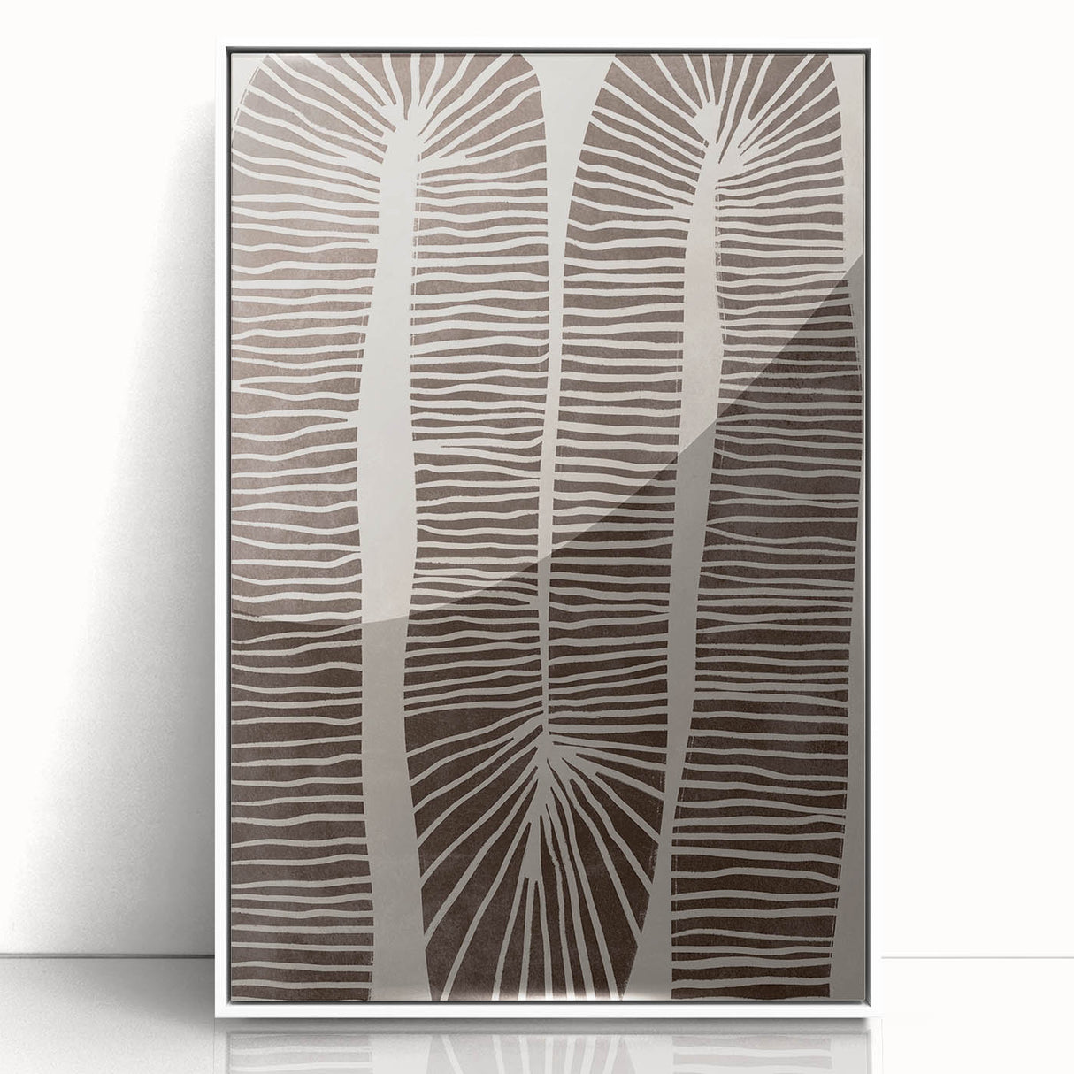 Mid Century Modern Art - Retro Minimalist Abstract Line Design in Brown