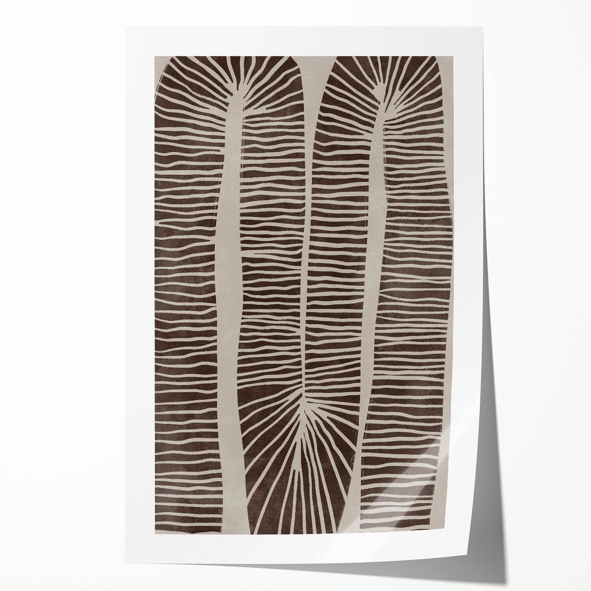 Mid Century Modern Art - Retro Minimalist Abstract Line Design in Brown