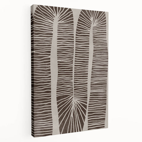 Mid Century Modern Art - Retro Minimalist Abstract Line Design in Brown