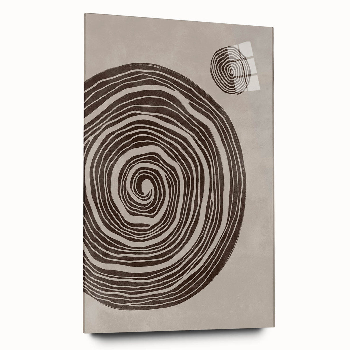 Mid Century Modern Art - Retro Minimalist Spiral Design in Brown Tones