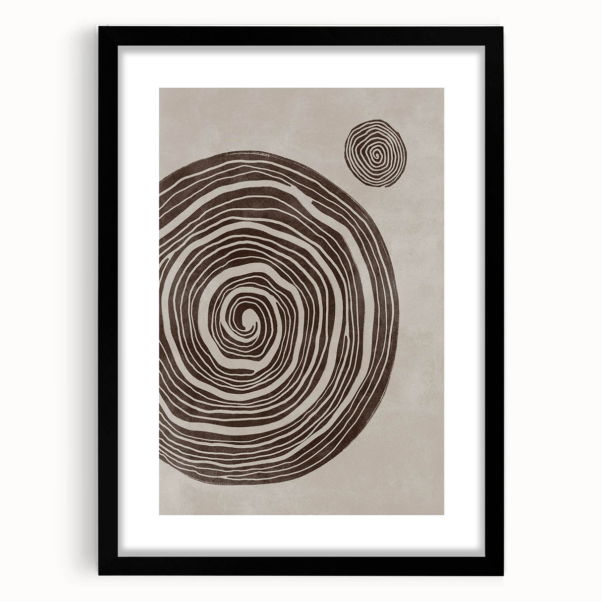 Mid Century Modern Art - Retro Minimalist Spiral Design in Brown Tones