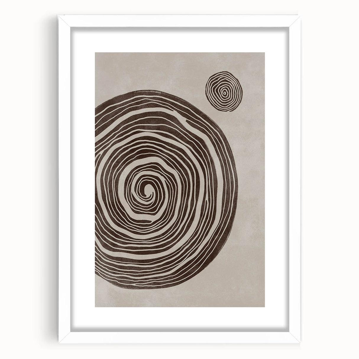 Mid Century Modern Art - Retro Minimalist Spiral Design in Brown Tones